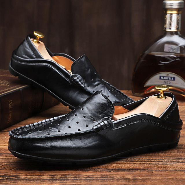 Fashion Genuine Leather Men Shoes Casual Flat Men Shoes Waterproof Breathable Loafers Men