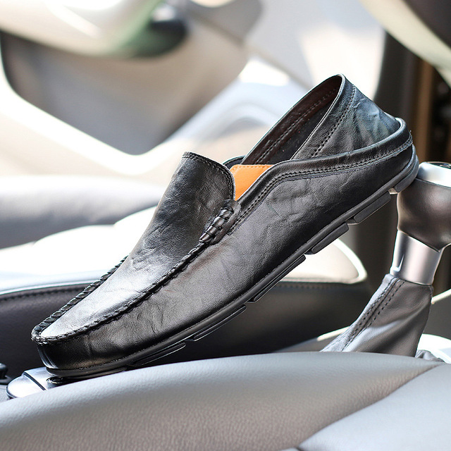 Fashion Genuine Leather Men Shoes Casual Flat Men Shoes Waterproof Breathable Loafers Men