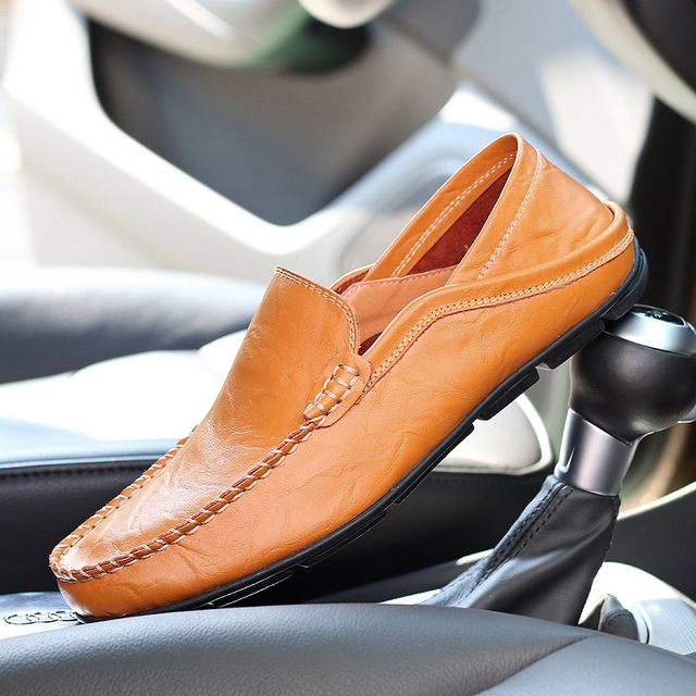 Fashion Genuine Leather Men Shoes Casual Flat Men Shoes Waterproof Breathable Loafers Men