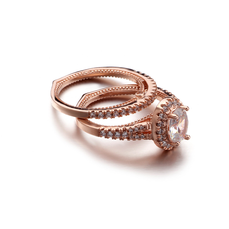 Luxury Female  Ring Set Hot Sale Fashion Diamond Jewelry  Engagement Rings For Women
