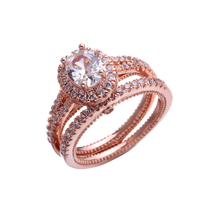 Luxury Female  Ring Set Hot Sale Fashion Diamond Jewelry  Engagement Rings For Women