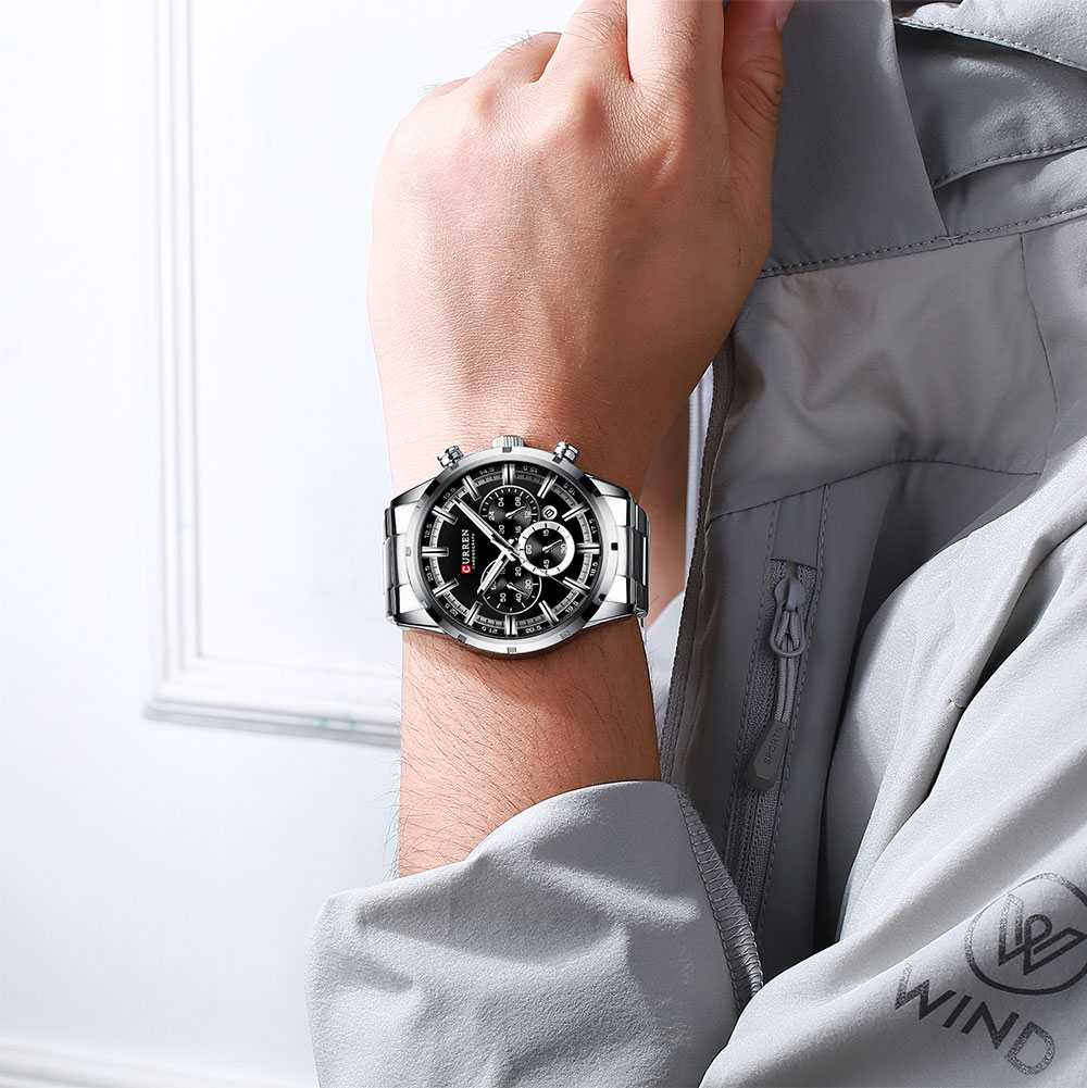 CURREN New Men Watches Stainless Steel Top Brand Luxury Sports Chronograph Quartz Watches
