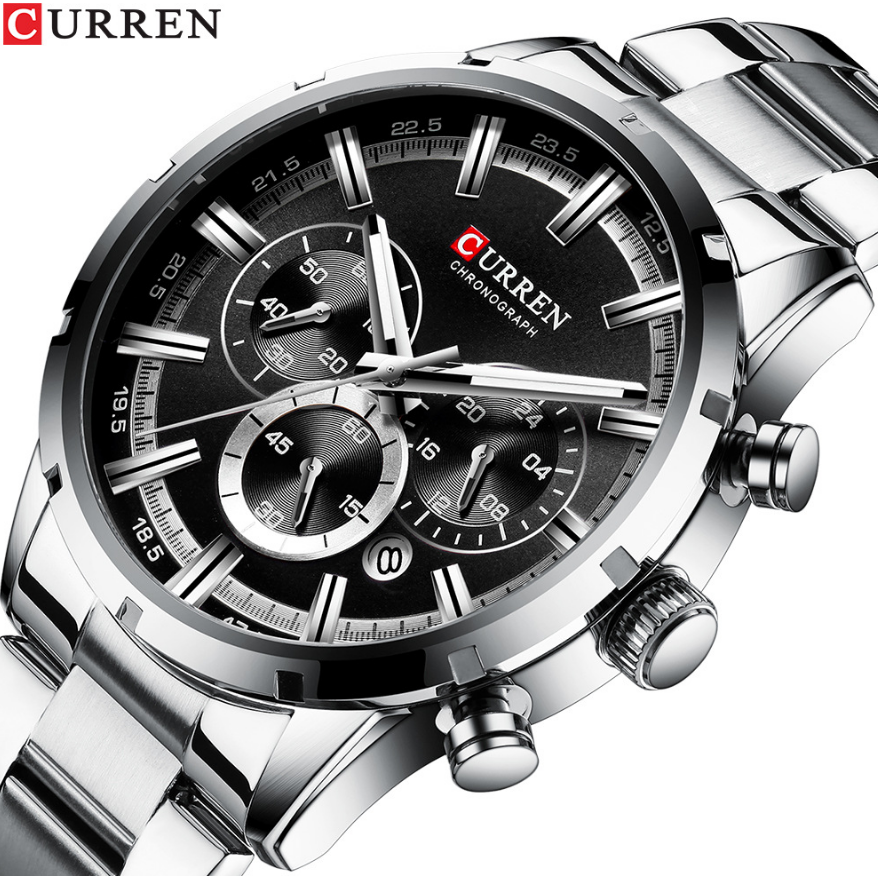 CURREN New Men Watches Stainless Steel Top Brand Luxury Sports Chronograph Quartz Watches