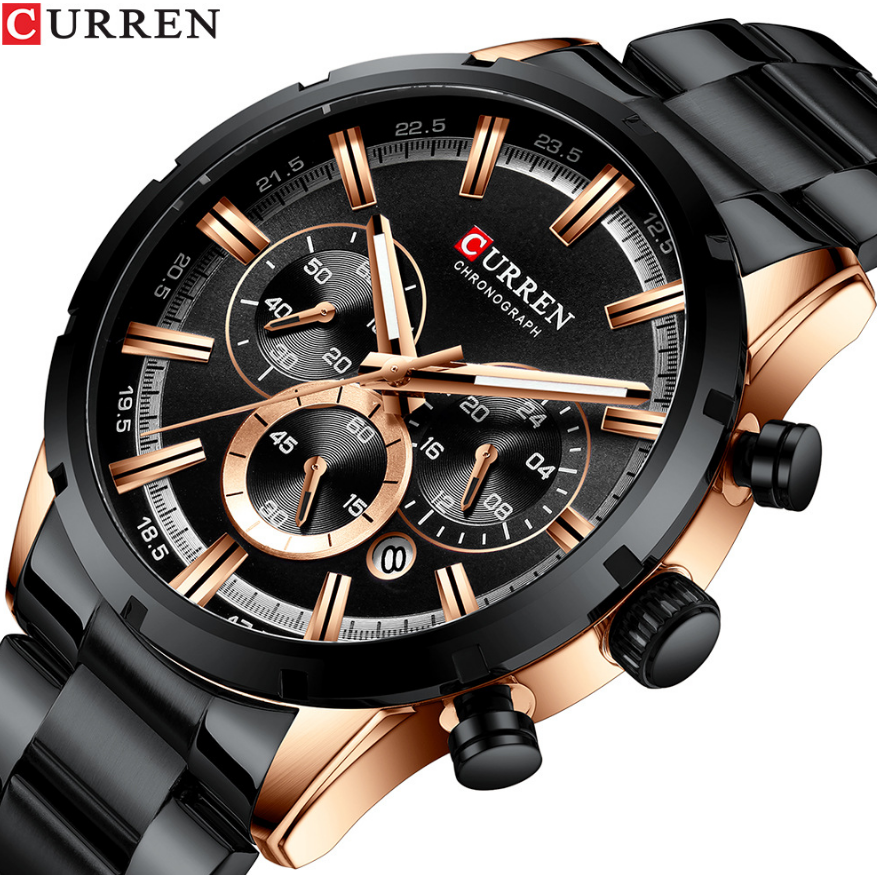 CURREN New Men Watches Stainless Steel Top Brand Luxury Sports Chronograph Quartz Watches