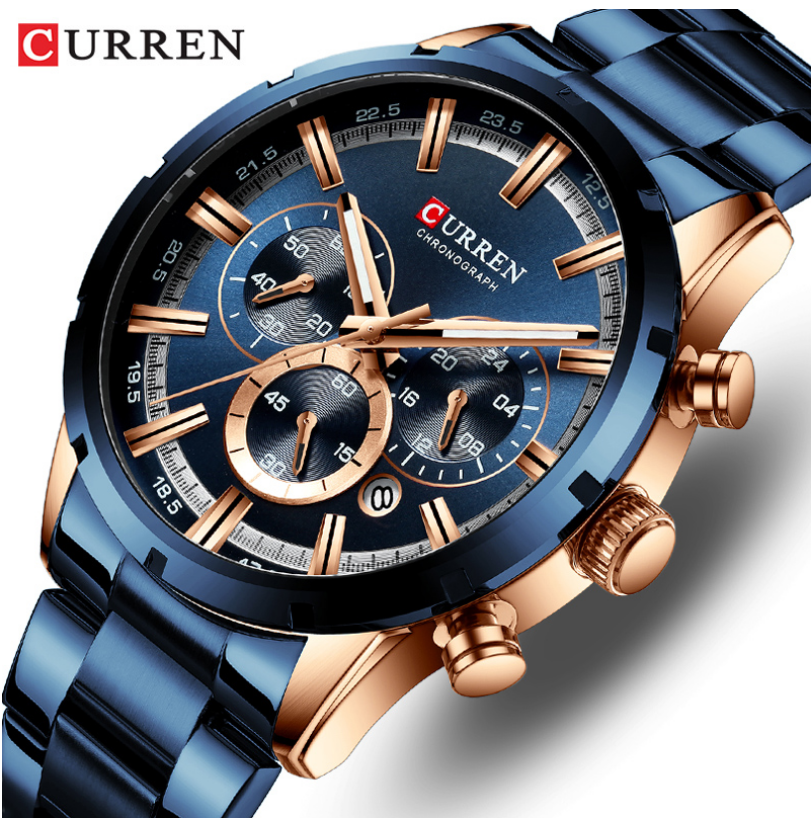 CURREN New Men Watches Stainless Steel Top Brand Luxury Sports Chronograph Quartz Watches