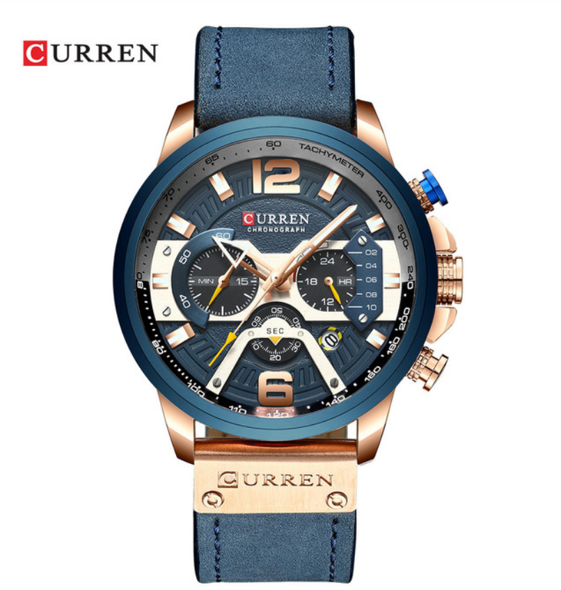CURREN Casual Men&apos;s Watches Blue Top Brand Luxury Military Leather Wrist Watch Clock Wristwatch