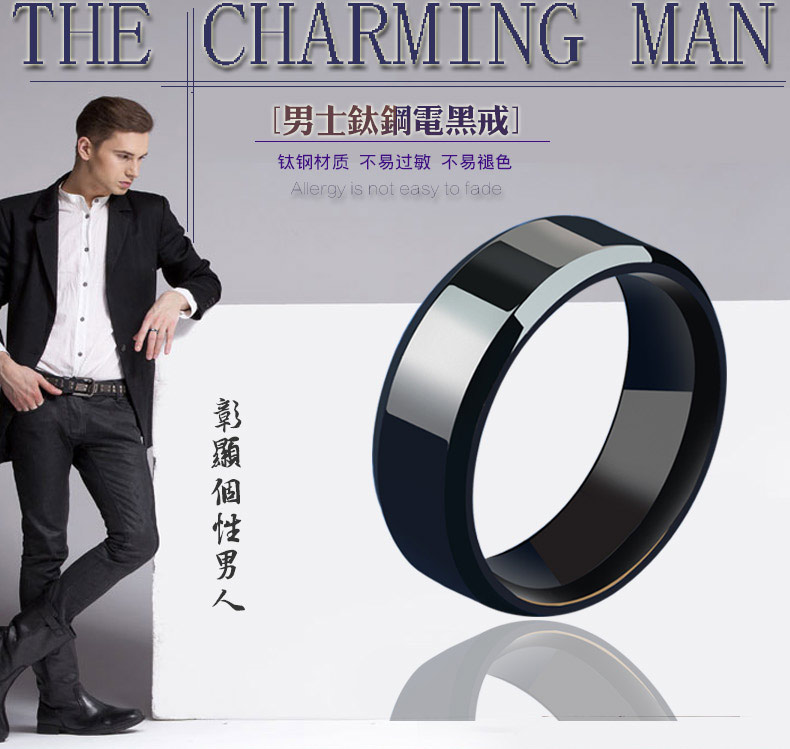 Men Black Titanium Stainless Ring  Lover Couple Rings For Women Fashion Jewellery Titanium Ring