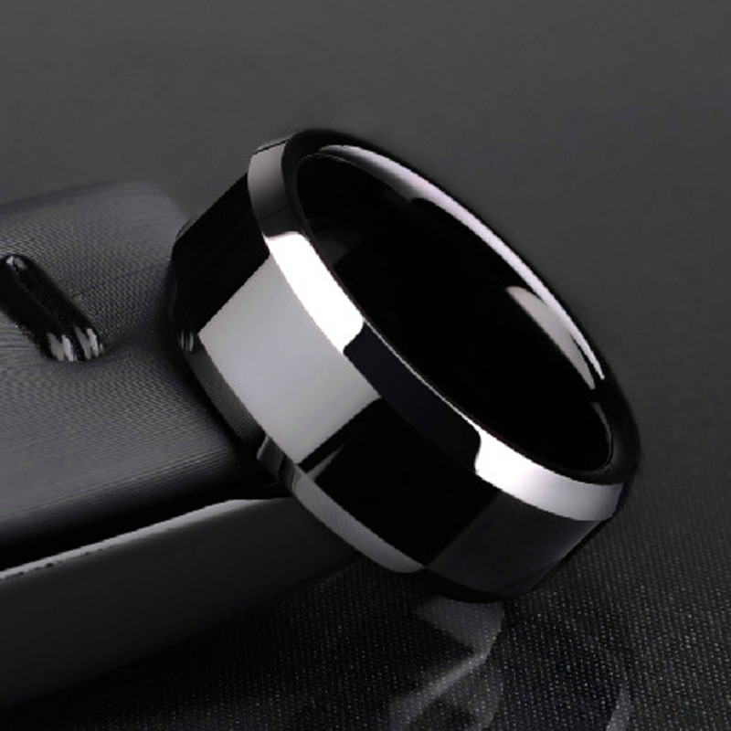 Men Black Titanium Stainless Ring  Lover Couple Rings For Women Fashion Jewellery Titanium Ring