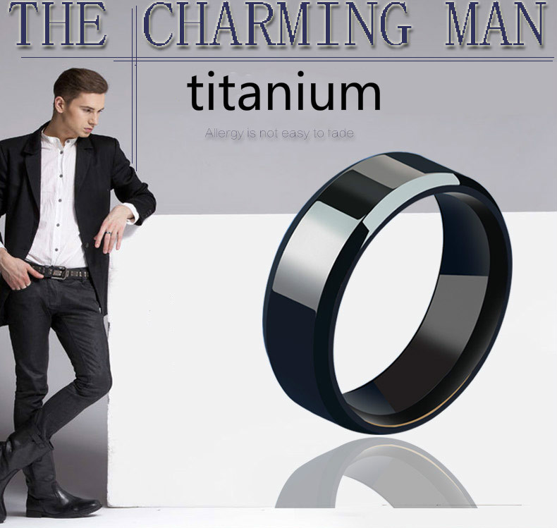 Men Black Titanium Stainless Ring  Lover Couple Rings For Women Fashion Jewellery Titanium Ring