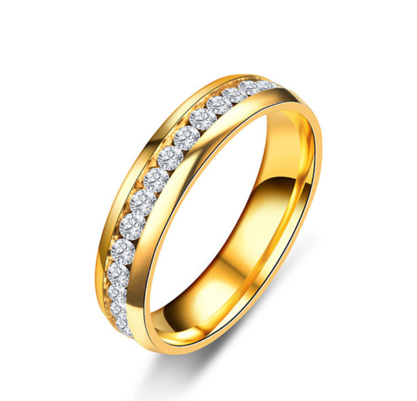 Titanium Stainless Steel CZ Stone Ring Wedding Ring Classic Lover Couple Rings Valentine&apos;s Gift