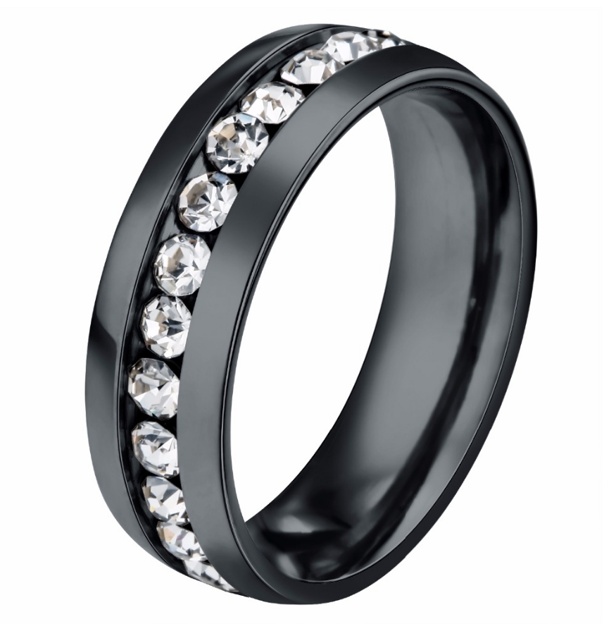 Titanium Stainless Steel CZ Stone Ring Wedding Ring Classic Lover Couple Rings Valentine&apos;s Gift