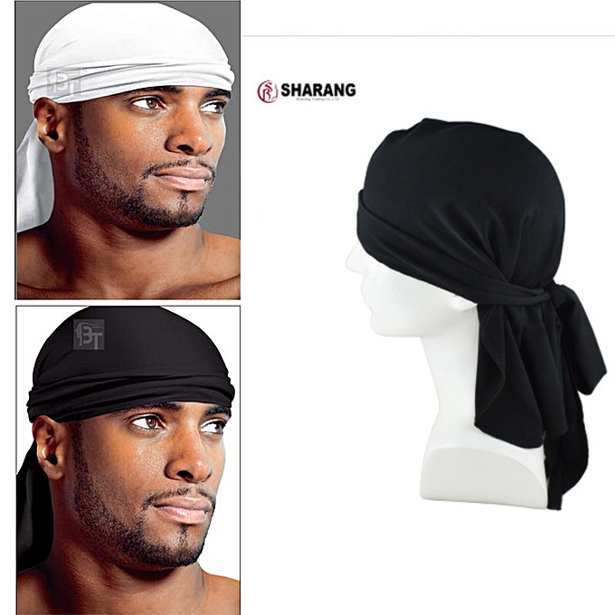 Men Silky Durags Bandanas Turban Hat Wigs Doo Durag Biker Headband Hair Accessories Long Tail Durag