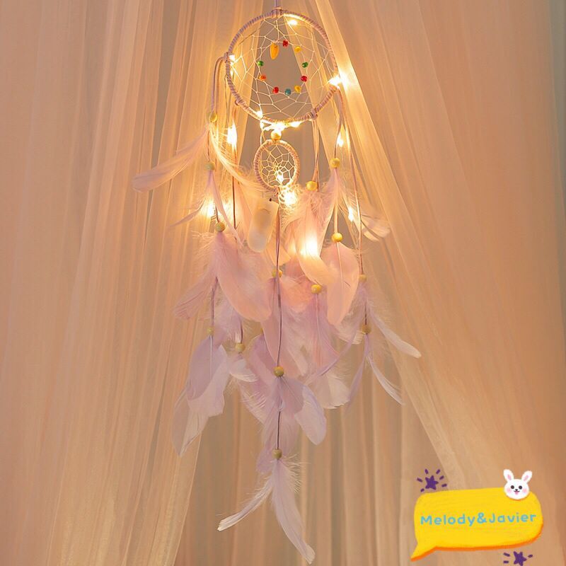 Dream Catcher LED Lighting Feather Dreamcatcher Girl Room Bell Bedroom Romantic Home Decoration