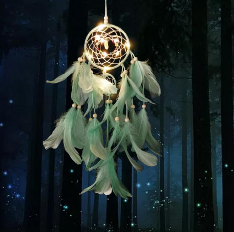 Dream Catcher LED Lighting Feather Dreamcatcher Girl Room Bell Bedroom Romantic Home Decoration