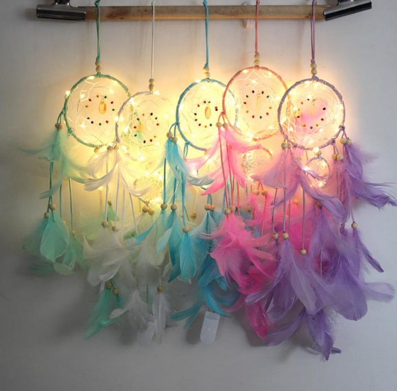 Dream Catcher LED Lighting Feather Dreamcatcher Girl Room Bell Bedroom Romantic Home Decoration