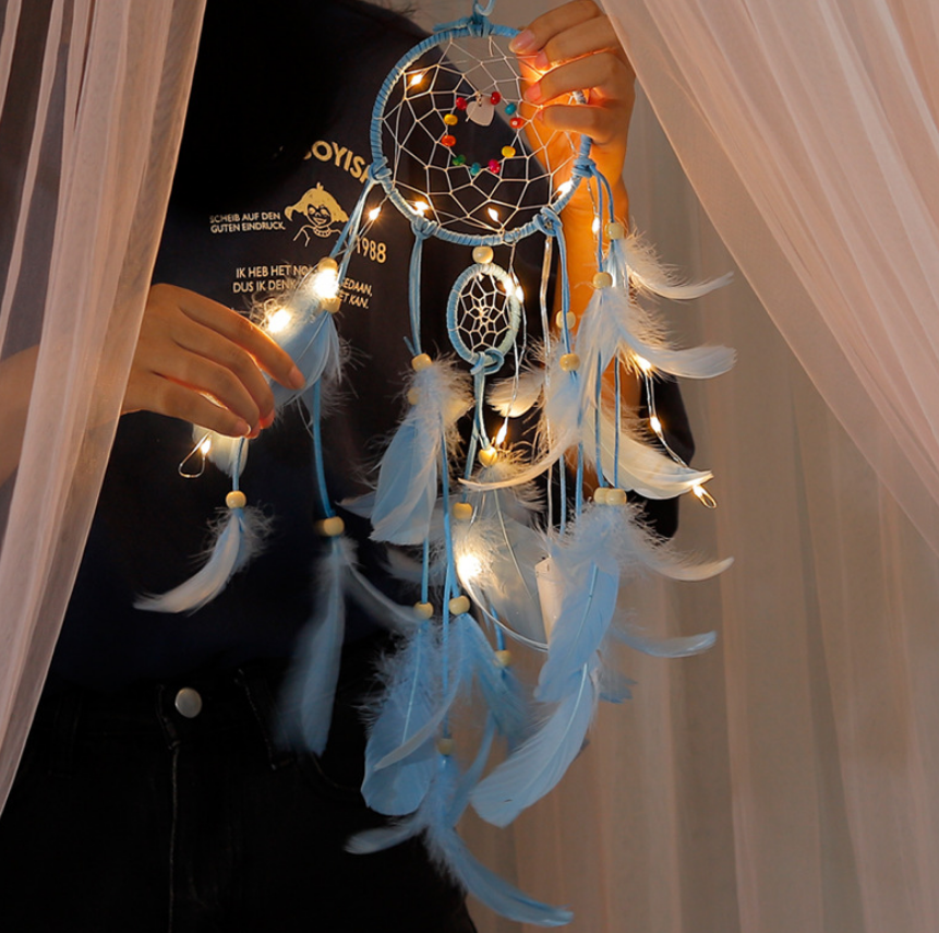 Dream Catcher LED Lighting Feather Dreamcatcher Girl Room Bell Bedroom Romantic Home Decoration
