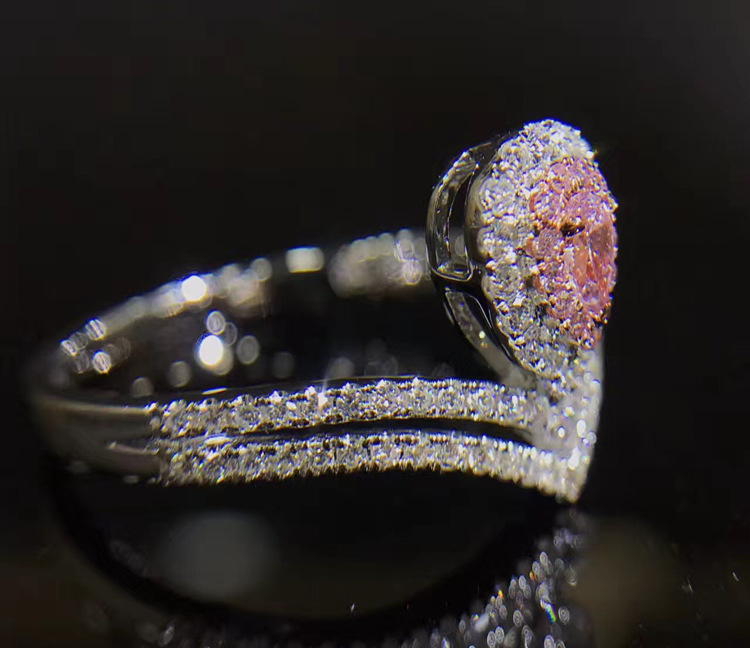 Luxurious Rings Women Fashion Pink Water Drop Crown Ring Jewelry Engagement Bride Wedding Gift Ring