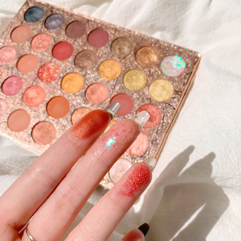 35 Color Shimmer Matte Eye Shadow Palette Glitter Highlight Eyeshadow Pigmented Waterproof Makeup