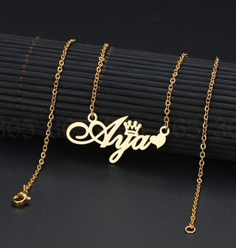 Customized Fashion Stainless Steel Name Necklace Personalized Letter Gold Choker Necklace Gift