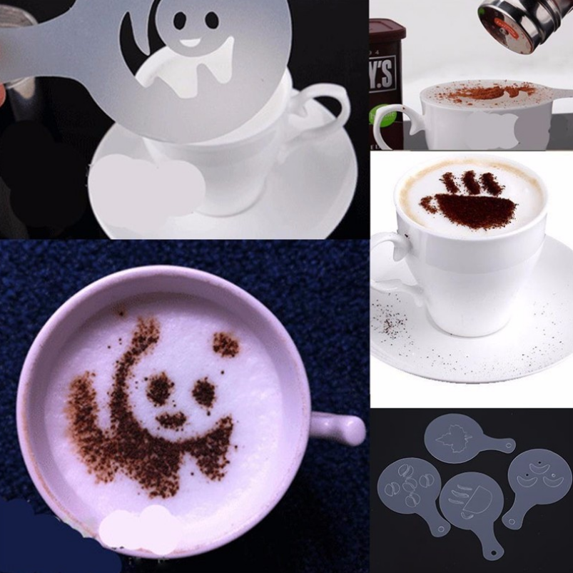 16 Pcs Cappuccino Coffee Foam Spray Template Stencils DIY Decoration Mold Coffee Tools Barista