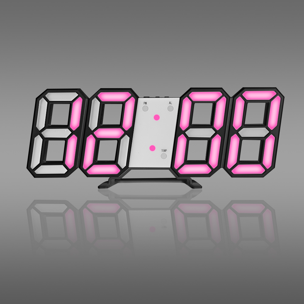3D Large Wall Clock Digital LED Date Time Celsius Night Light Desk Table Clocks Alarm Clock
