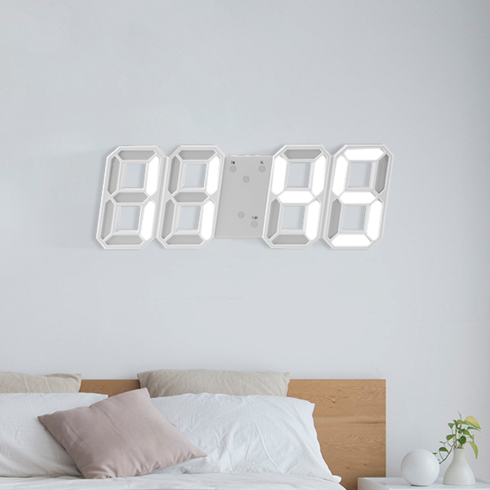 3D Large Wall Clock Digital LED Date Time Celsius Night Light Desk Table Clocks Alarm Clock