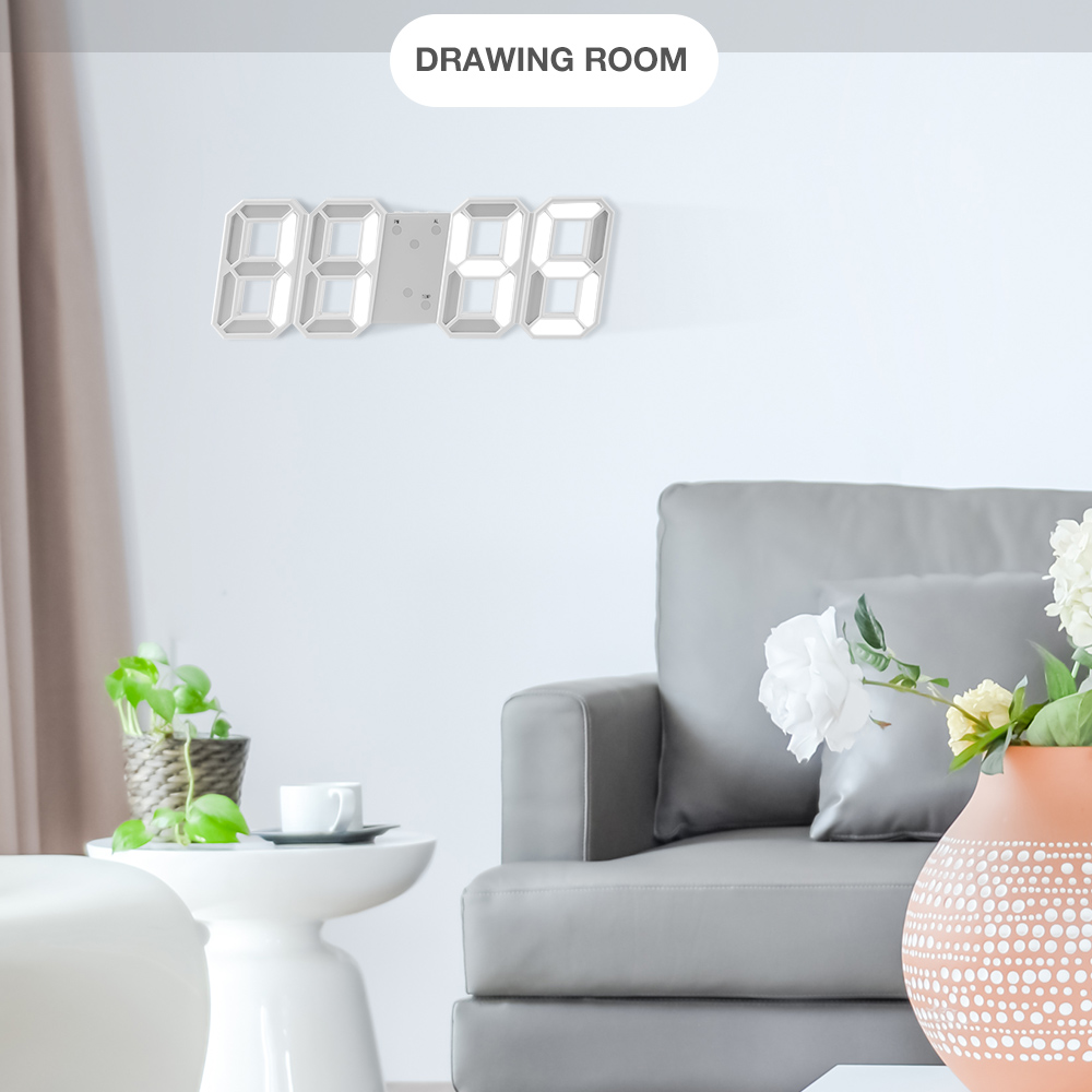 3D Large Wall Clock Digital LED Date Time Celsius Night Light Desk Table Clocks Alarm Clock