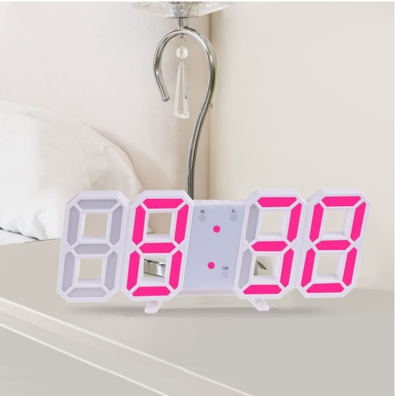 3D Large Wall Clock Digital LED Date Time Celsius Night Light Desk Table Clocks Alarm Clock