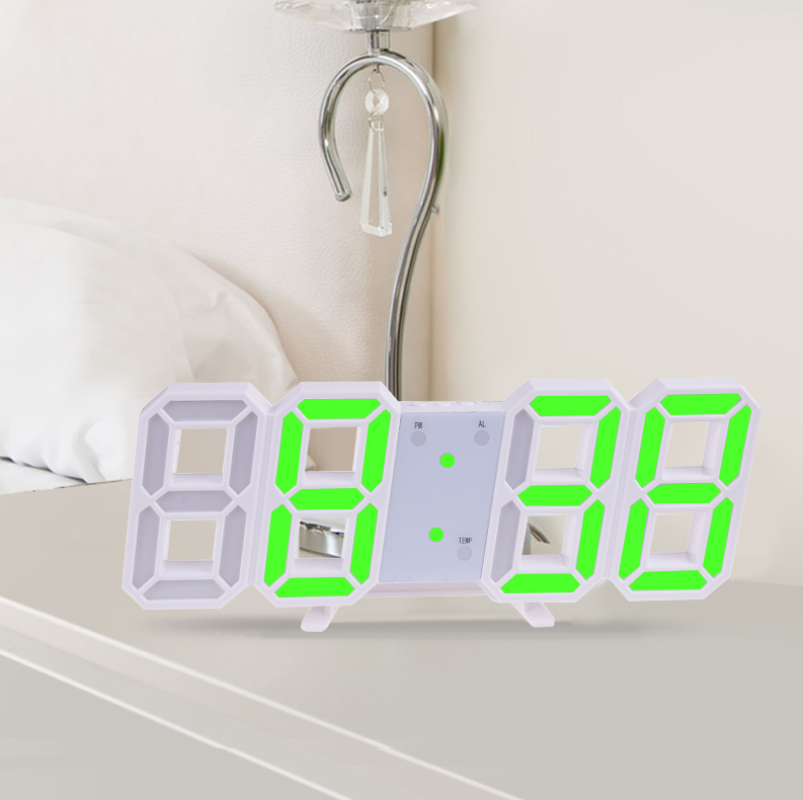 3D Large Wall Clock Digital LED Date Time Celsius Night Light Desk Table Clocks Alarm Clock