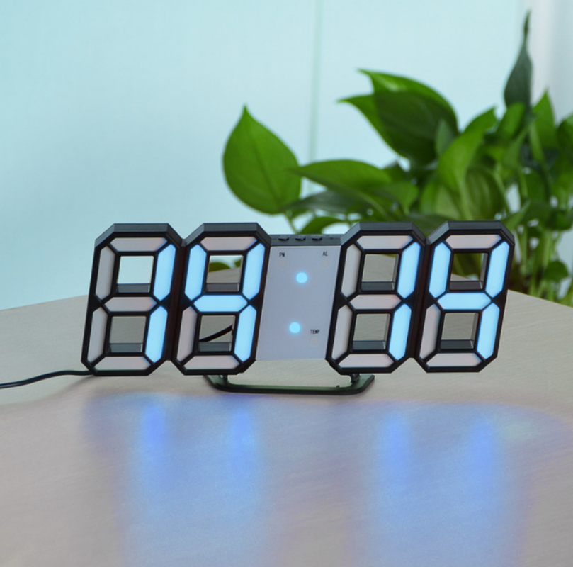 3D Large Wall Clock Digital LED Date Time Celsius Night Light Desk Table Clocks Alarm Clock