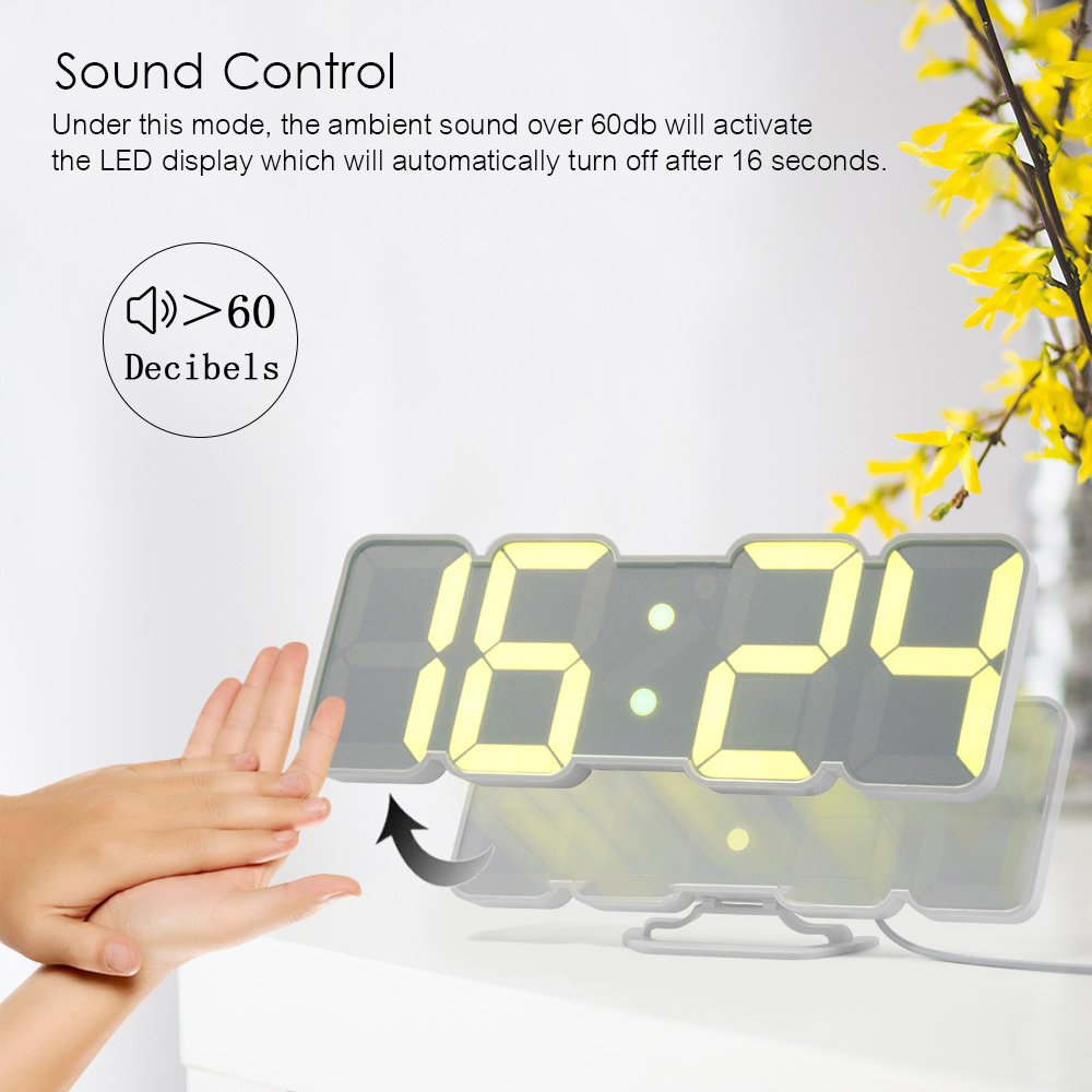 Remote Control 3D LED Wall Clock 115 Color LED Clock Sound Control Alarm Clock Time Temperature Date