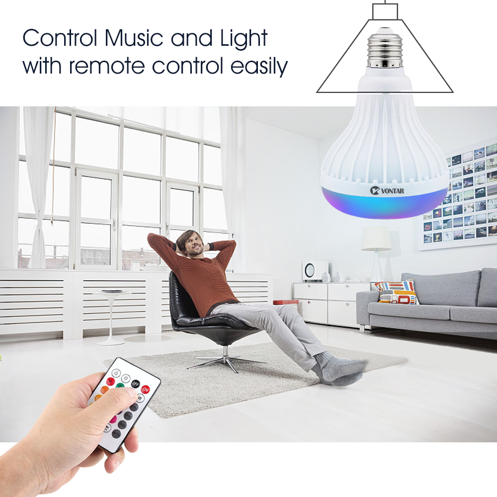 Double Base Wireless Bluetooth Speaker Bulb APP Control LED Lamp Smart Light Music Player Audio Remote Control Subwoofer Speaker Systems