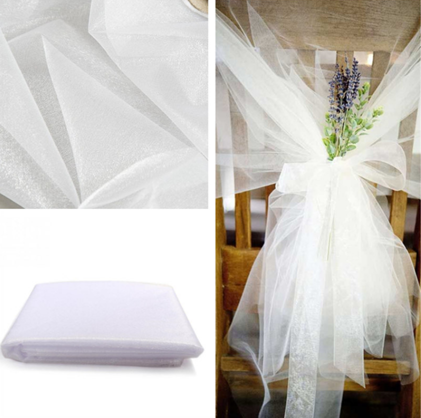 Mariage Yarn Tulle Roll Sheer Crystal Organza Fabric Birthday Event Party Wedding Decoration
