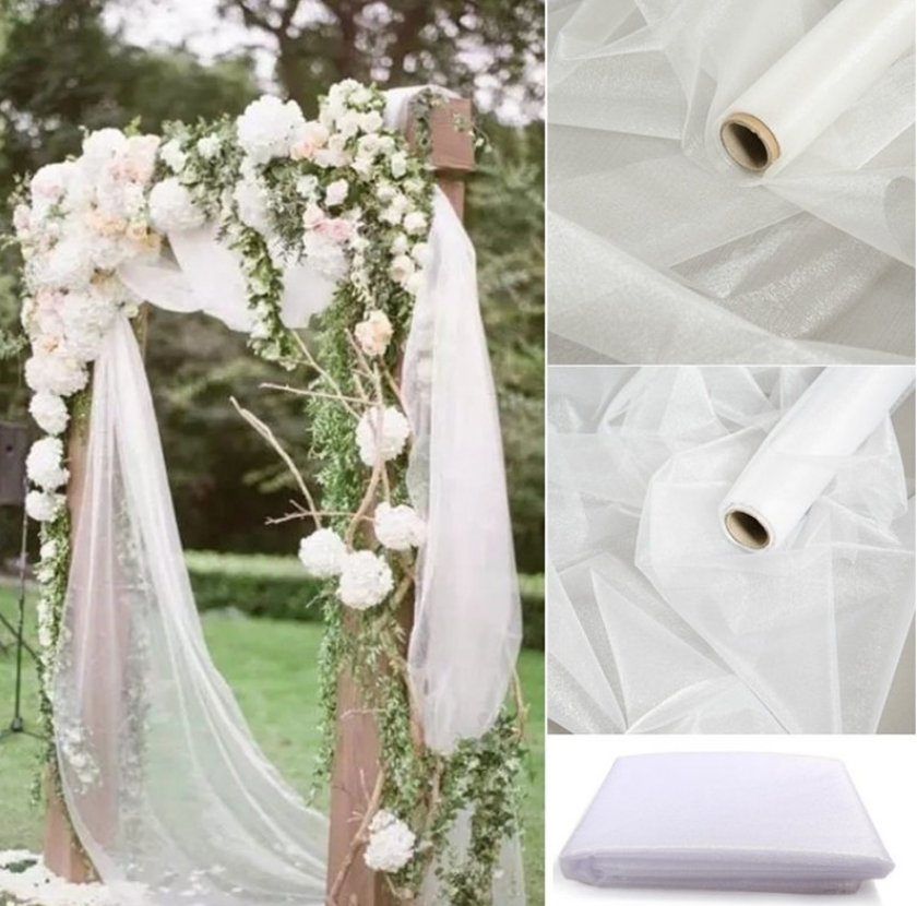 Mariage Yarn Tulle Roll Sheer Crystal Organza Fabric Birthday Event Party Wedding Decoration