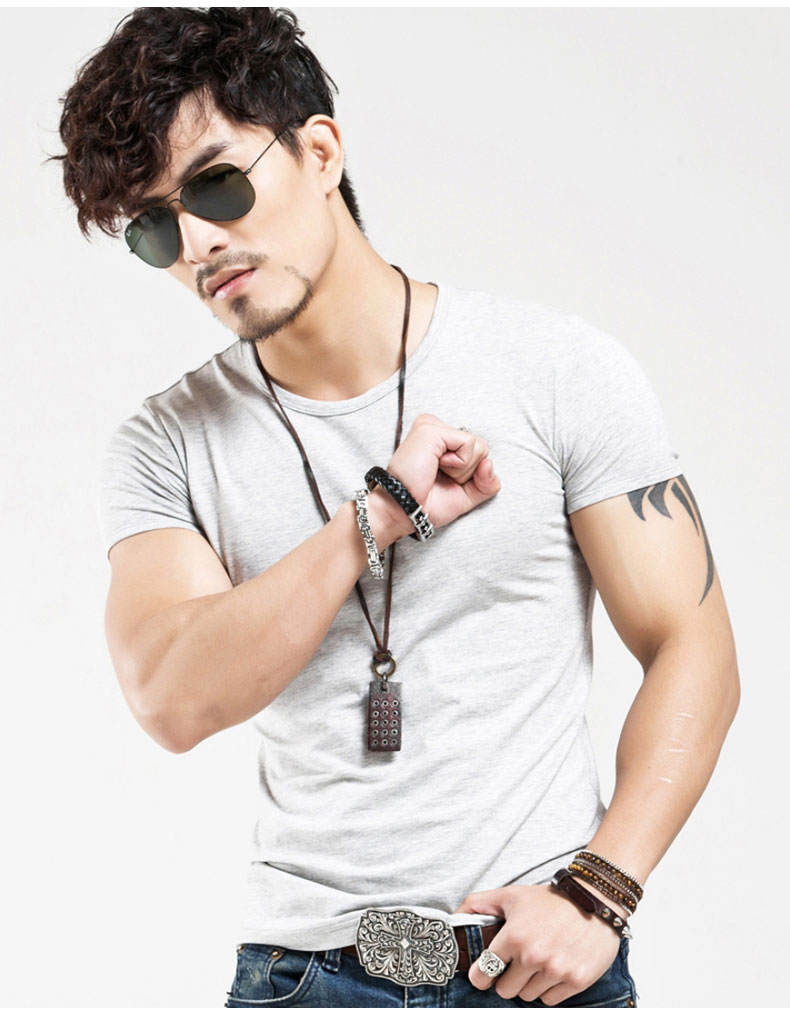 Hot  Men T Shirt Fitness T-shirts Mens V Neck Man T-shirt Causla Short Sleeve Male Tshirts