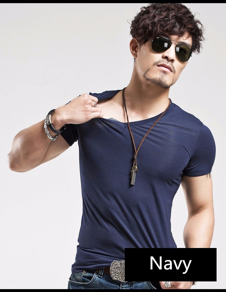 Hot  Men T Shirt Fitness T-shirts Mens V Neck Man T-shirt Causla Short Sleeve Male Tshirts
