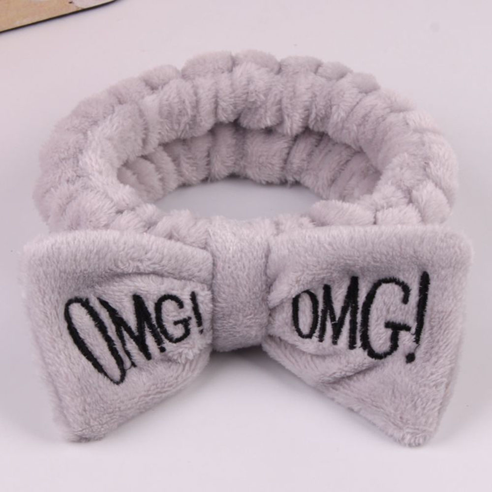 New OMG Letter Coral Fleece Wash Face Bow Hairbands For Women Girls Headbands Headwear Hair Bands