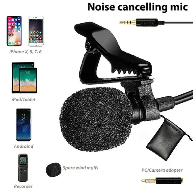 New Metal Microphone 3.5mm Jack Lavalier Tie Clip Microphone Mini Audio Mic For Speech Podcast Speaker Systems