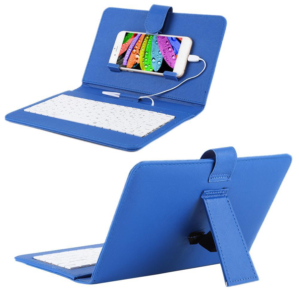 Phones Case PU Leather Flip Case Wired Keyboard Holster Universal Protector for Samsung Xiaomi