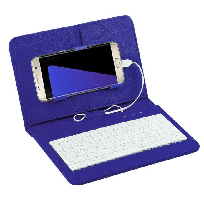 Phones Case PU Leather Flip Case Wired Keyboard Holster Universal Protector for Samsung Xiaomi