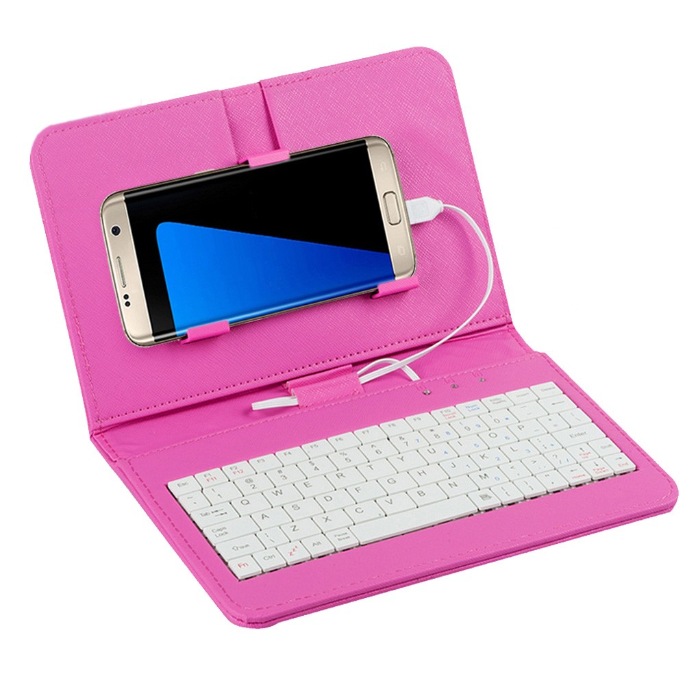 Phones Case PU Leather Flip Case Wired Keyboard Holster Universal Protector for Samsung Xiaomi