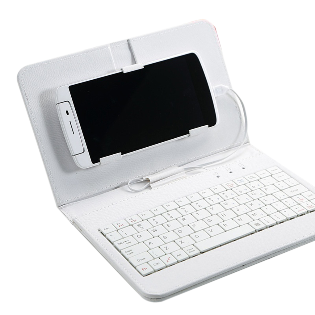 Phones Case PU Leather Flip Case Wired Keyboard Holster Universal Protector for Samsung Xiaomi
