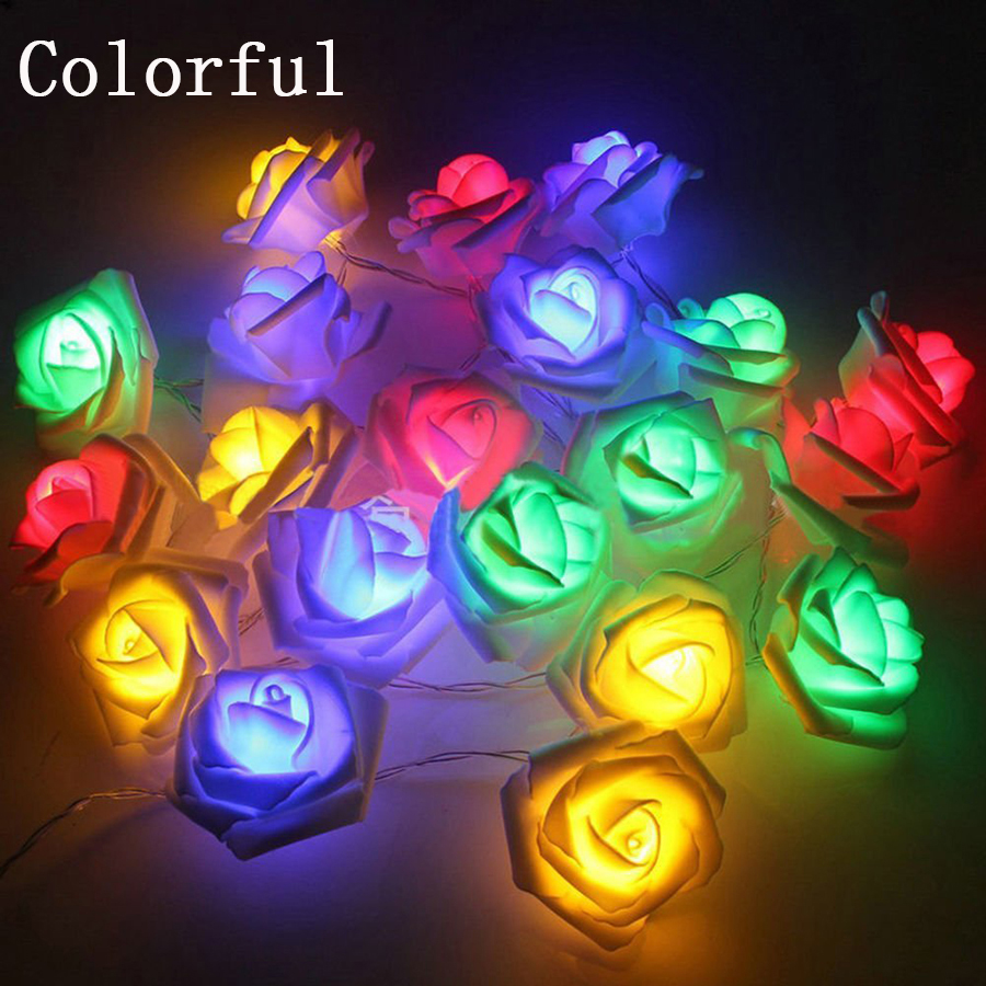Rose Flower LED String Lights Battery Operated Christmas Lights For Valentine Wedding Home Decor