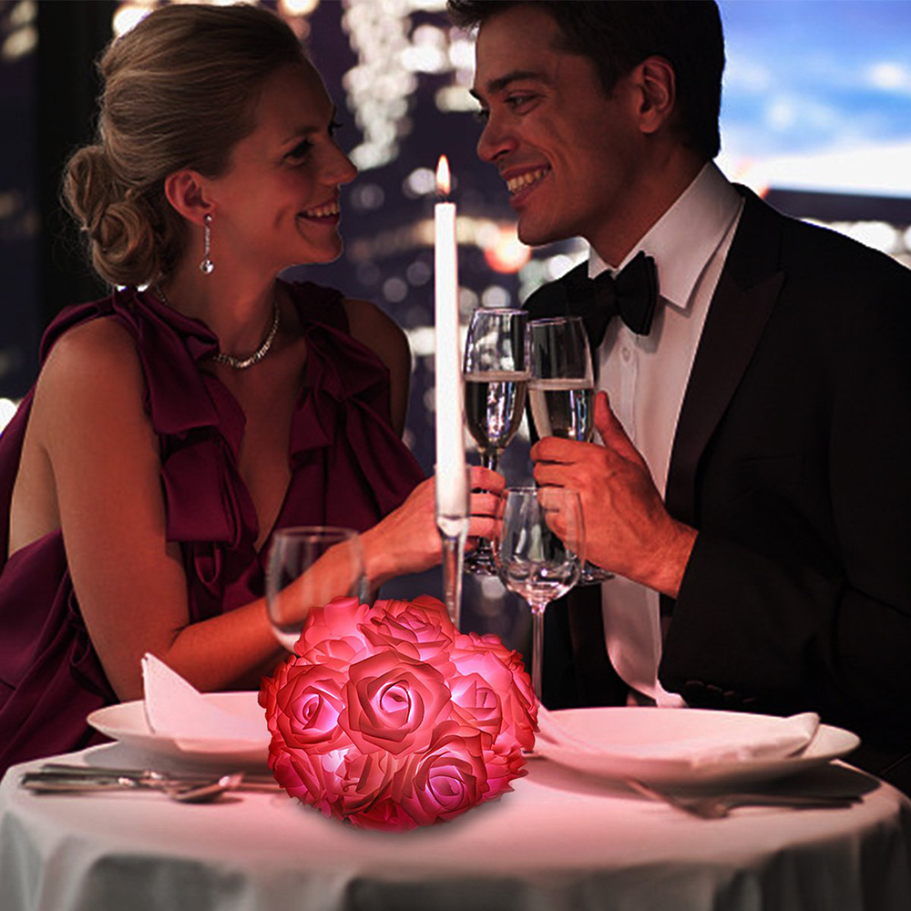 Rose Flower LED String Lights Battery Operated Christmas Lights For Valentine Wedding Home Decor