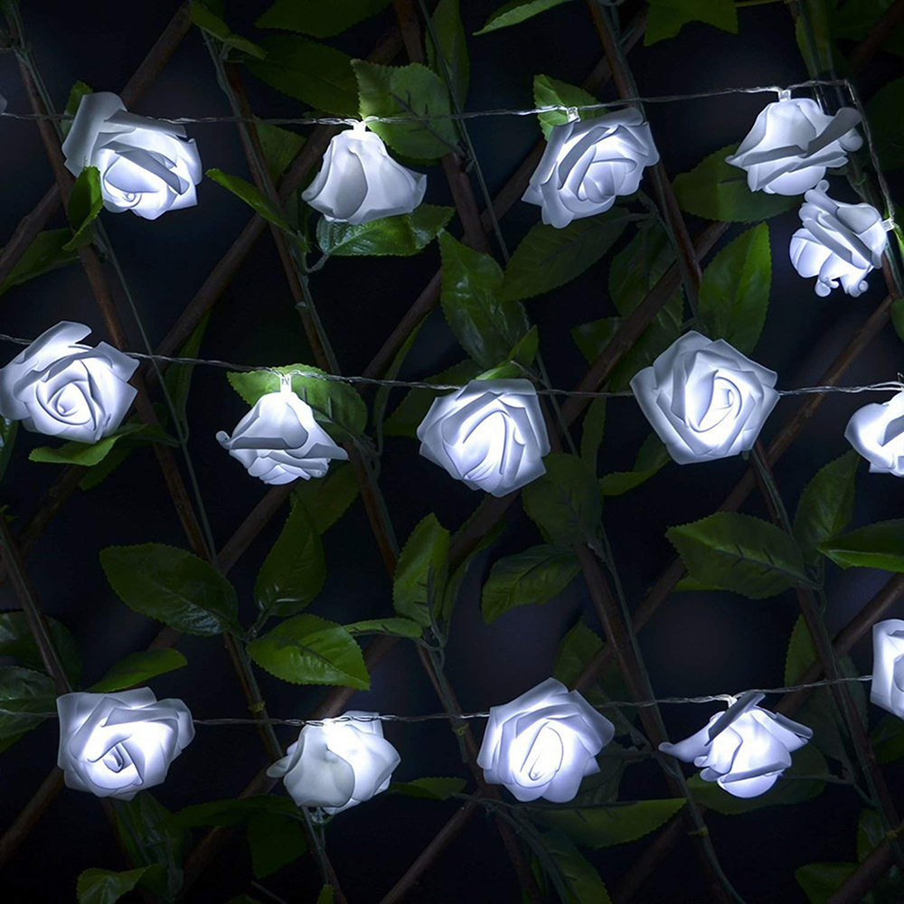 Rose Flower LED String Lights Battery Operated Christmas Lights For Valentine Wedding Home Decor