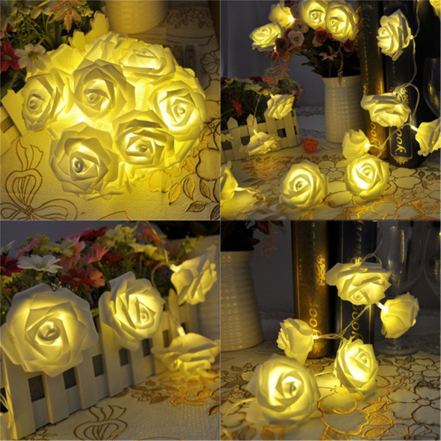 Rose Flower LED String Lights Battery Operated Christmas Lights For Valentine Wedding Home Decor
