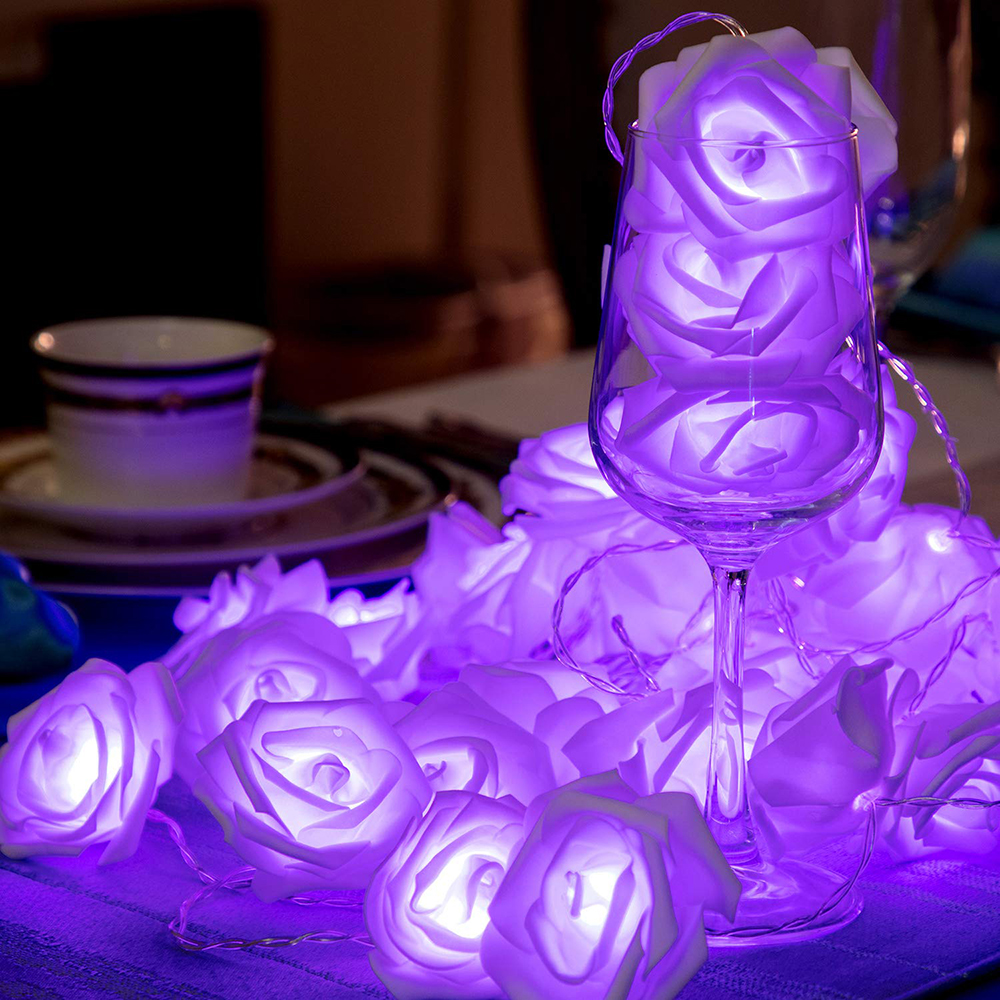 Rose Flower LED String Lights Battery Operated Christmas Lights For Valentine Wedding Home Decor