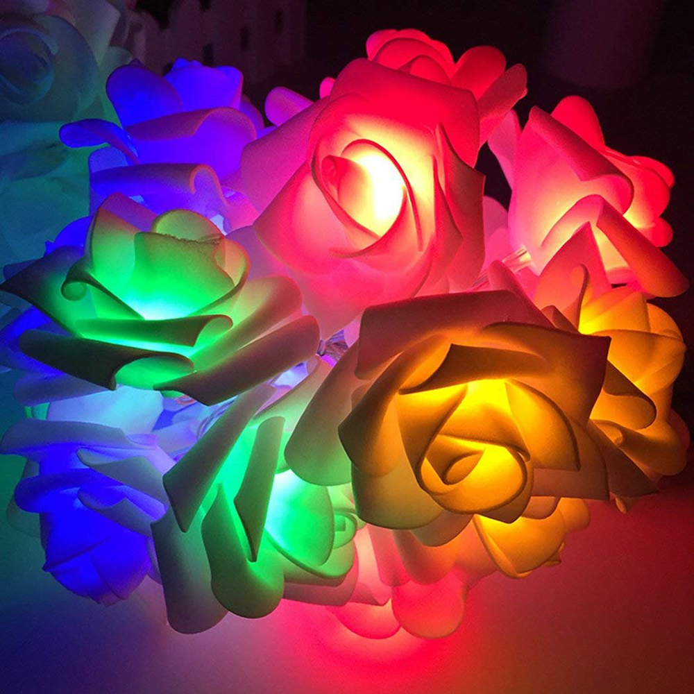 Rose Flower LED String Lights Battery Operated Christmas Lights For Valentine Wedding Home Decor