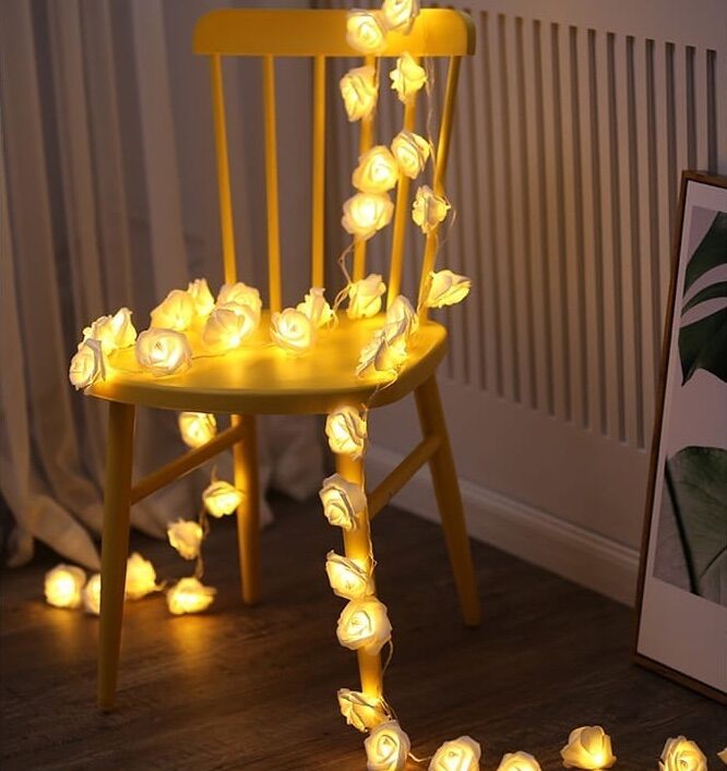 Rose Flower LED String Lights Battery Operated Christmas Lights For Valentine Wedding Home Decor