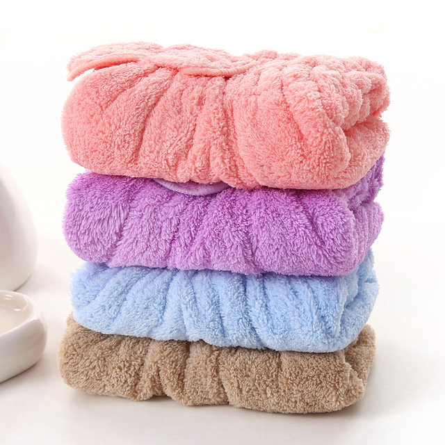 Microfiber Women Bathroom Hair Towel Quick-Dry Hair Hat Super Absorbent Head Wrap Shower Cap Towels